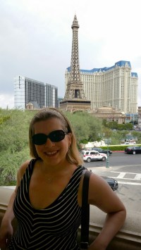 On a bridge overlooking the Paris.