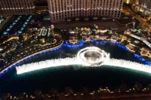 Bellagio Water Show from the top of the Eiffel Tower